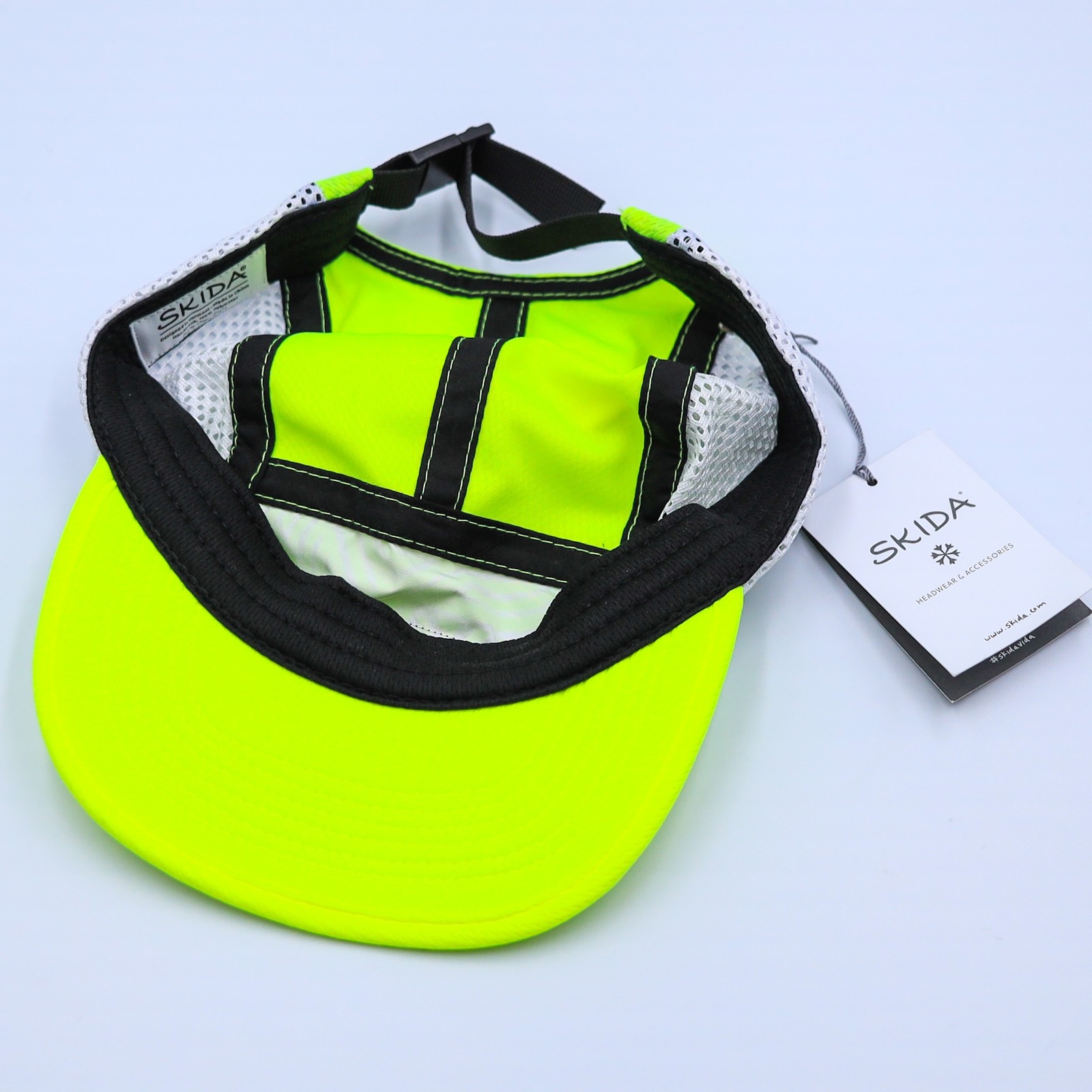 Skida Run Cap Unisex Neon Waves Yellow Mesh 5 Panel Adjustable Performance Hat — image 7 of 8